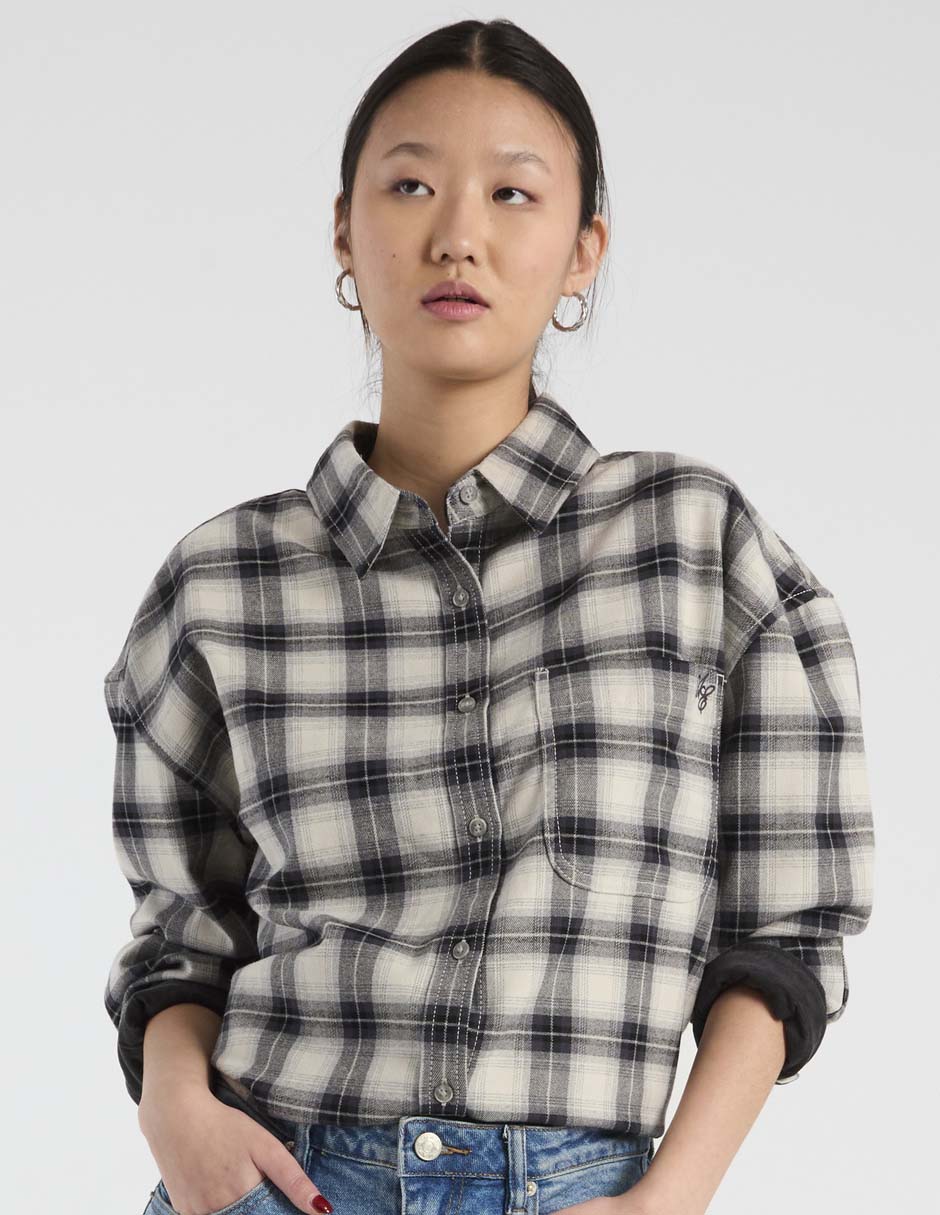 Blusa camisera manga larga para mujer