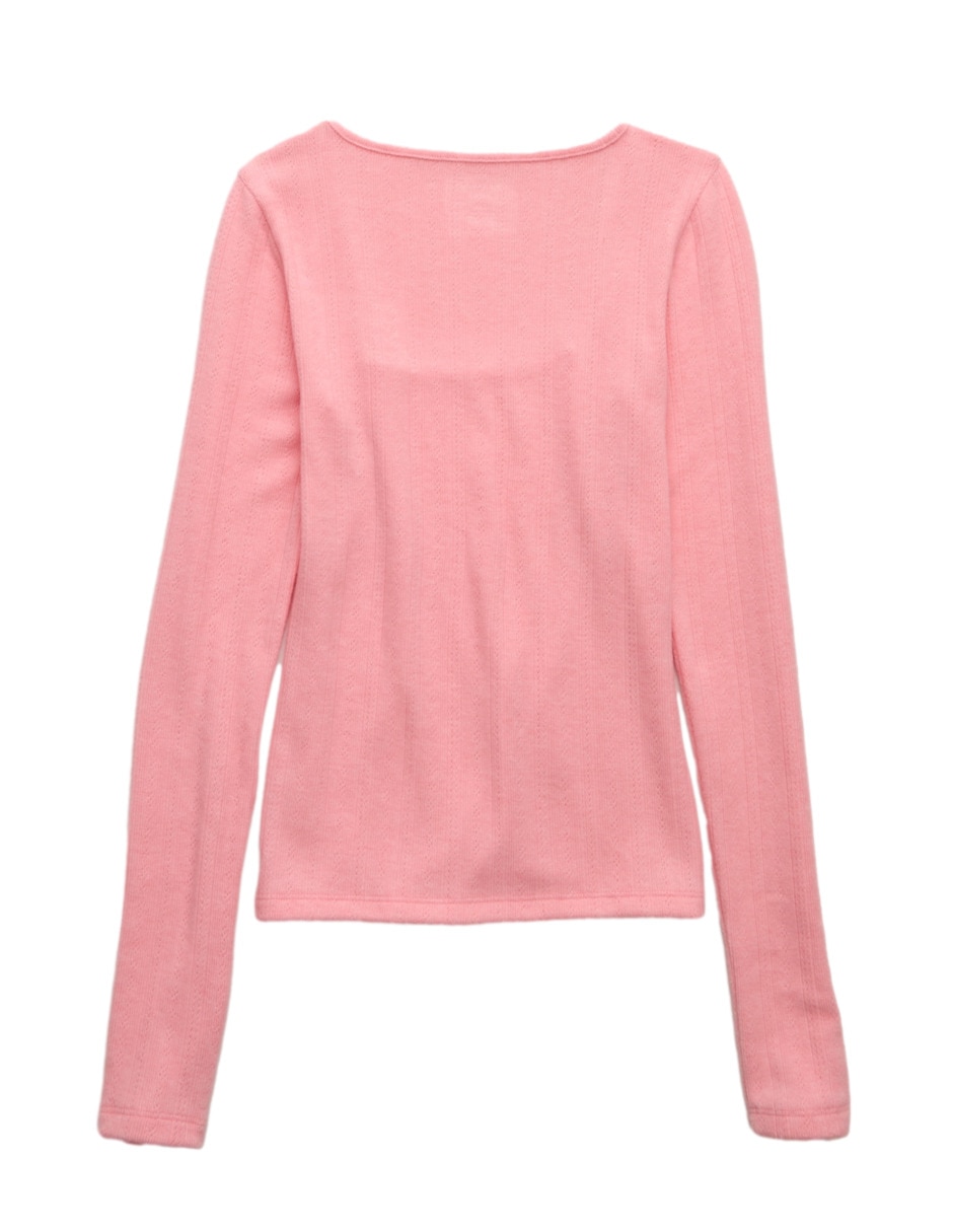 Playera manga larga cuello cuadrado para mujer 4