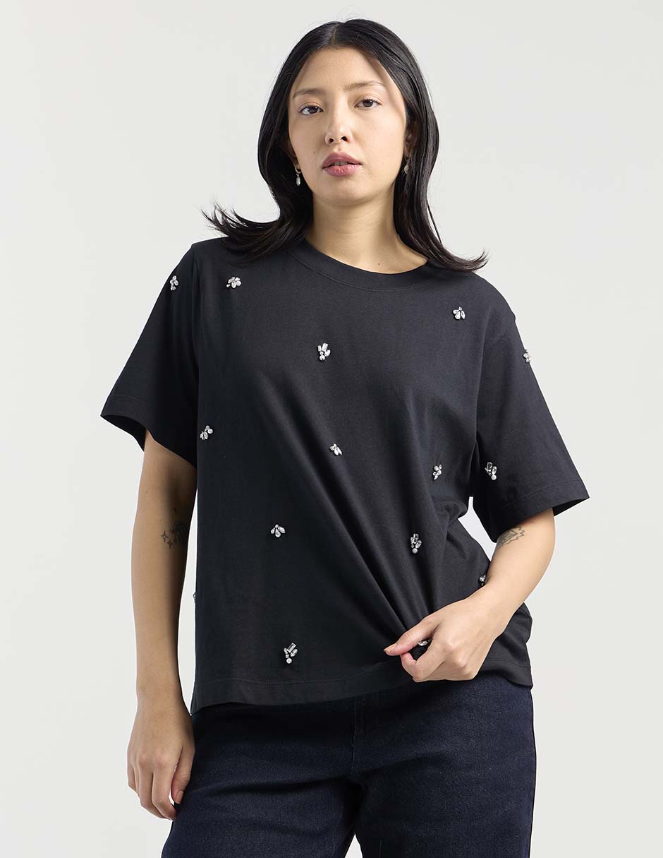 Playera manga corta cuello redondo para mujer