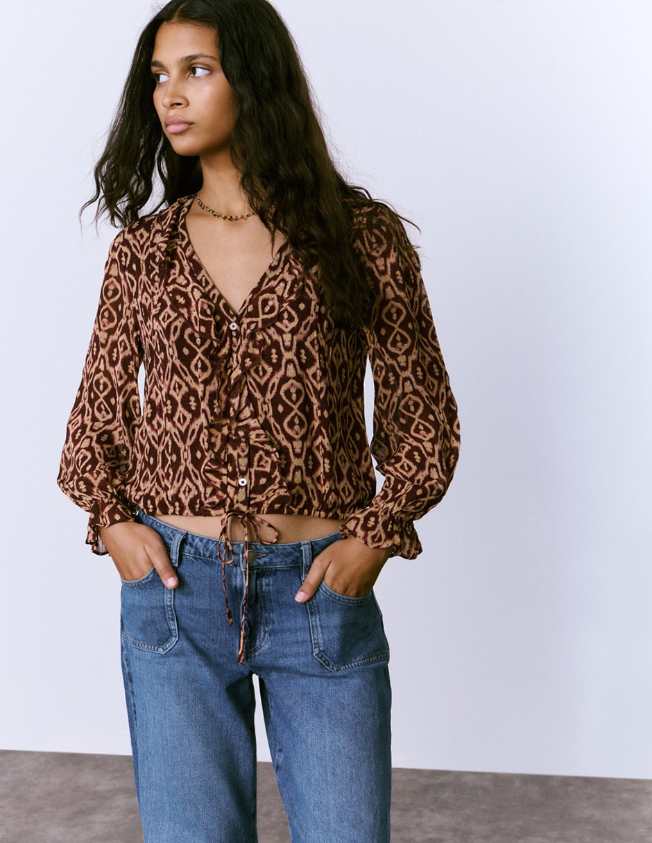 Blusa manga larga para mujer