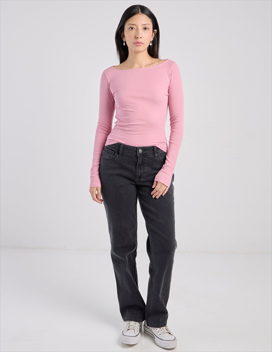 Playera manga larga cuello redondo para mujer 3