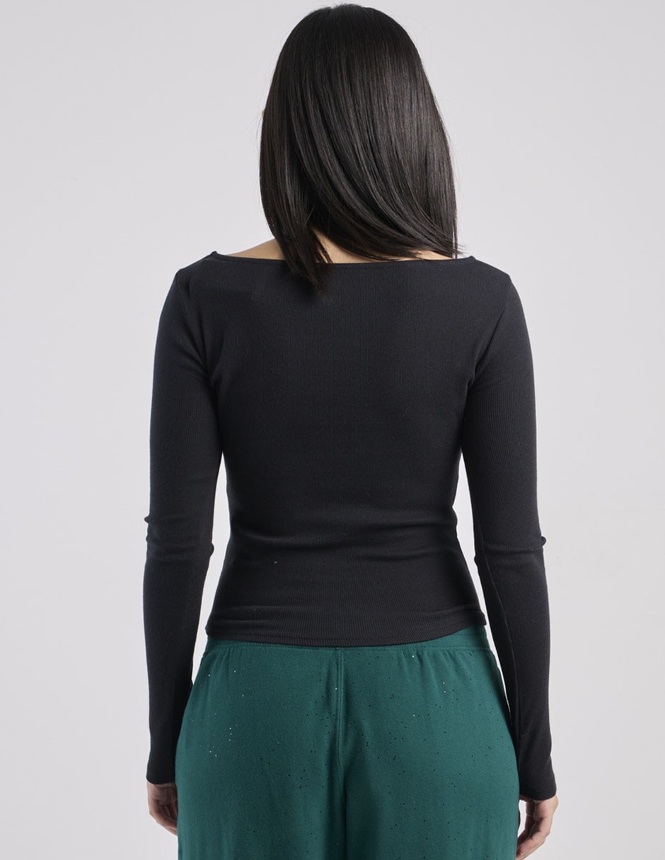 Playera manga larga cuello redondo para mujer 2