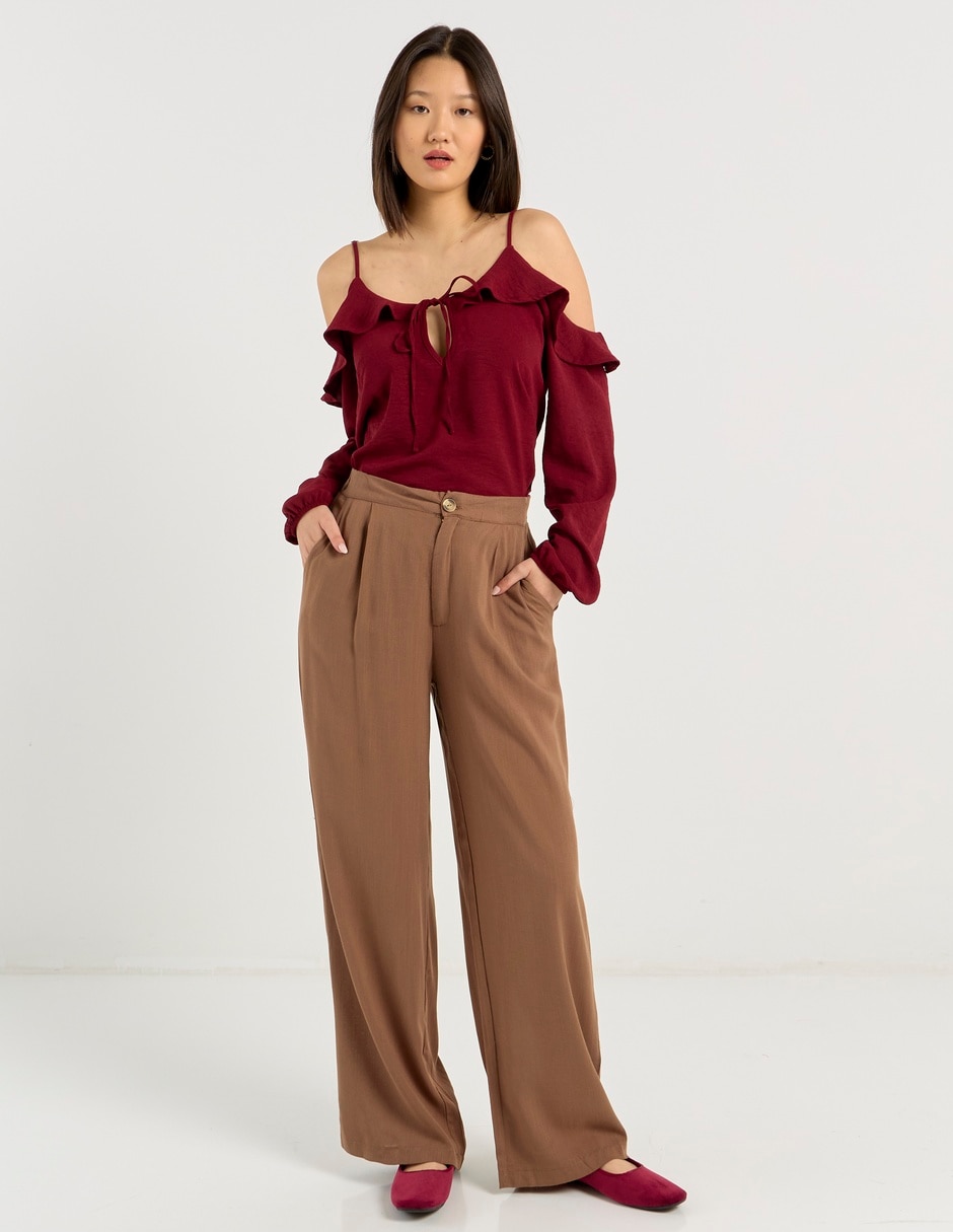 Pantalón relaxed wide leg para mujer