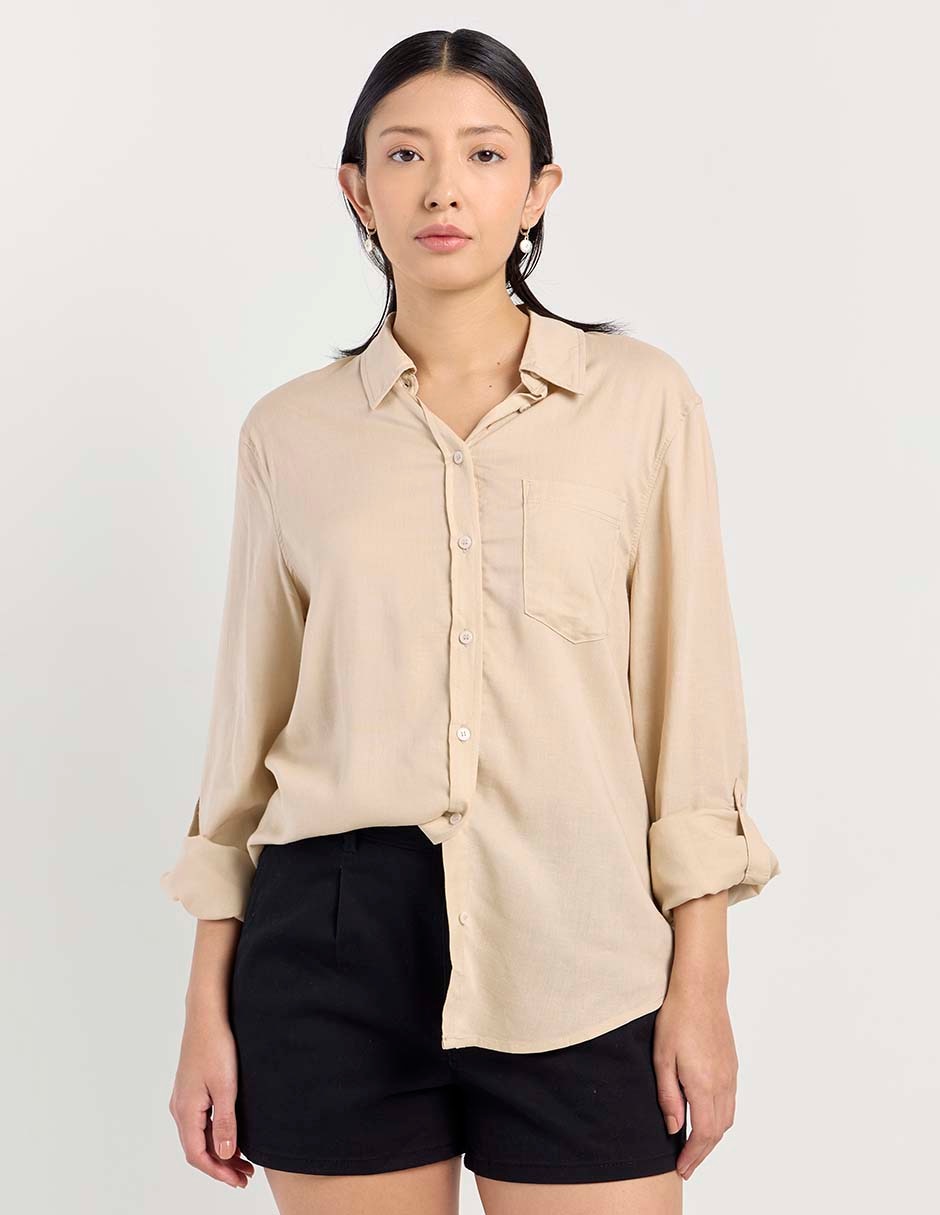 Blusa camisera manga larga para mujer Blusa camisera manga larga para mujer