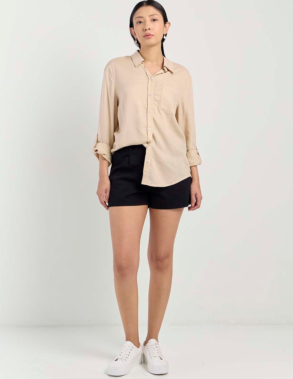 Blusa camisera Coffee Bean manga larga para mujer