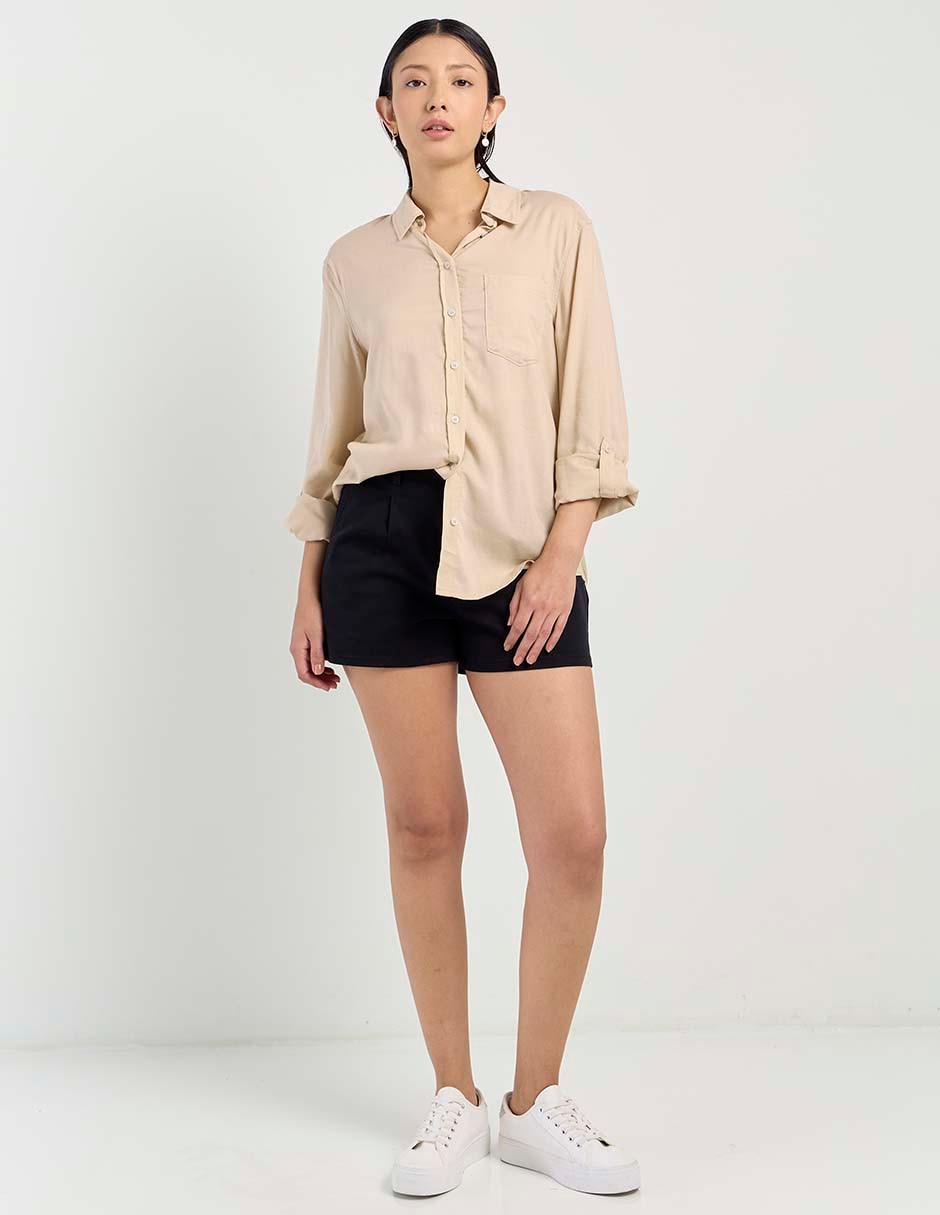 Blusa camisera Coffee Bean manga larga para mujer