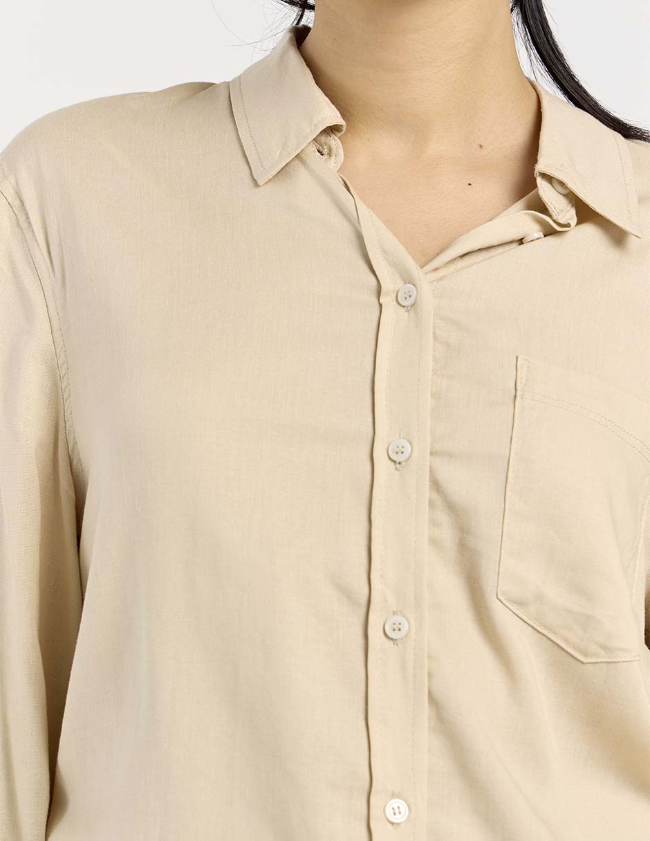 Blusa camisera Coffee Bean manga larga para mujer