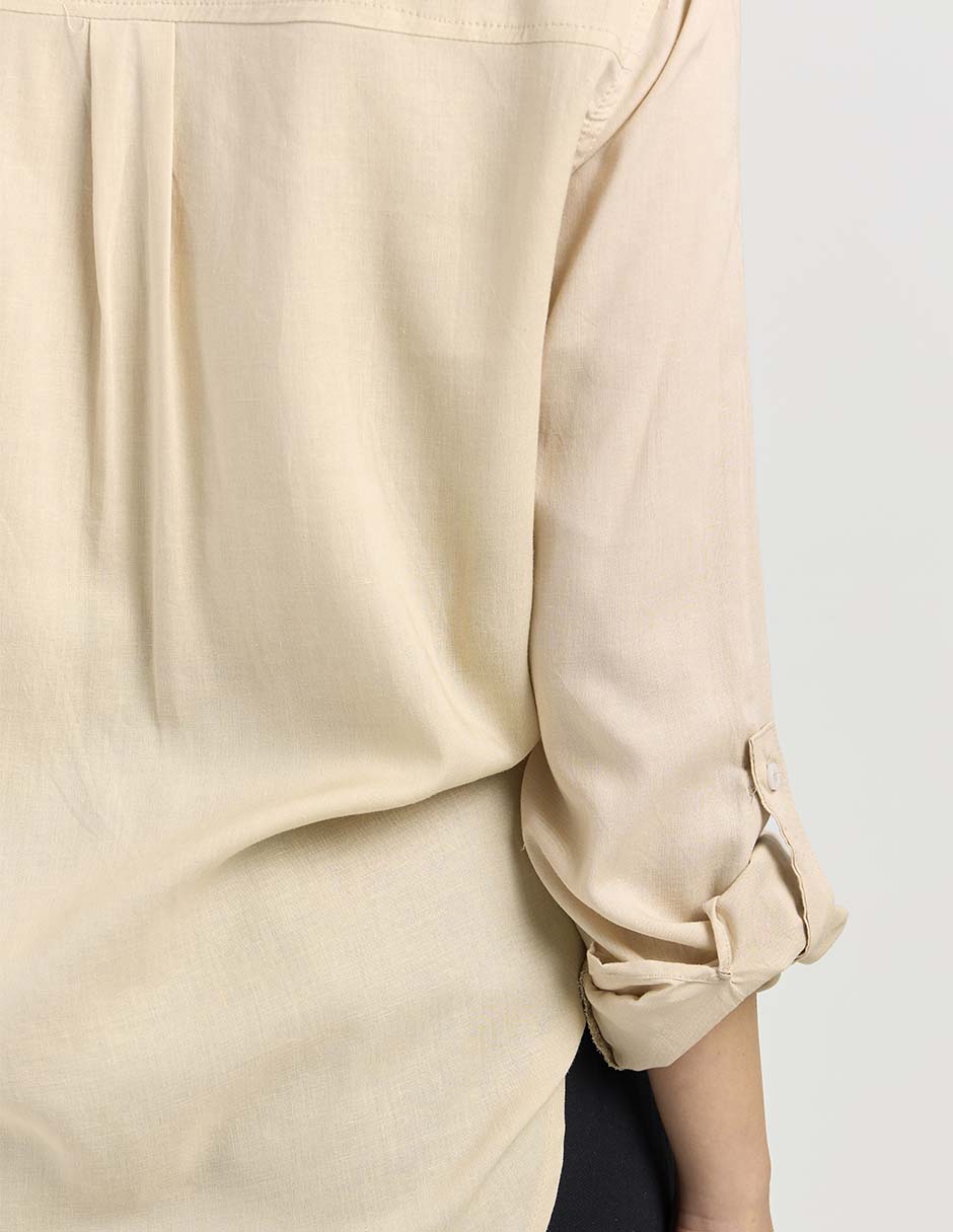 Blusa camisera Coffee Bean manga larga para mujer