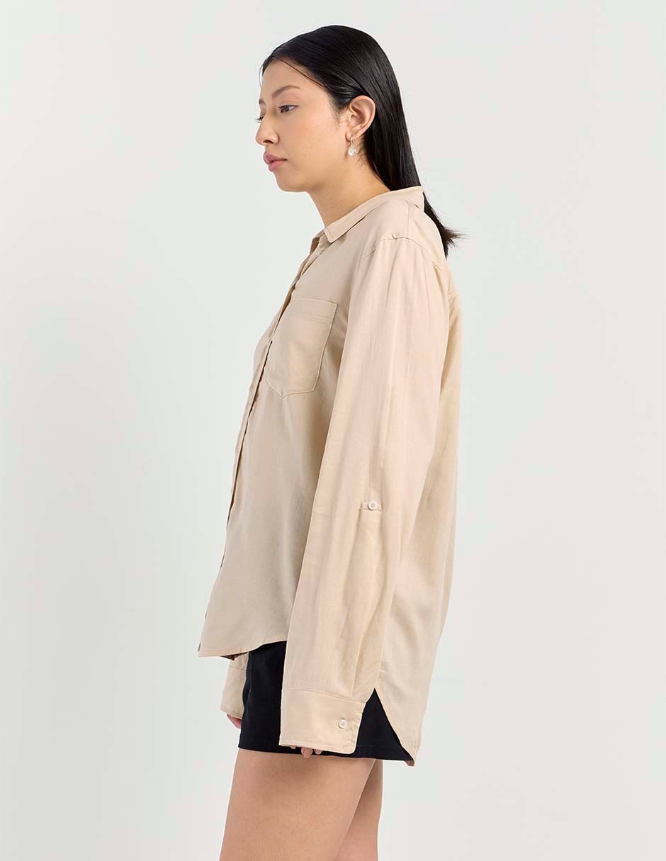 Blusa camisera Coffee Bean manga larga para mujer