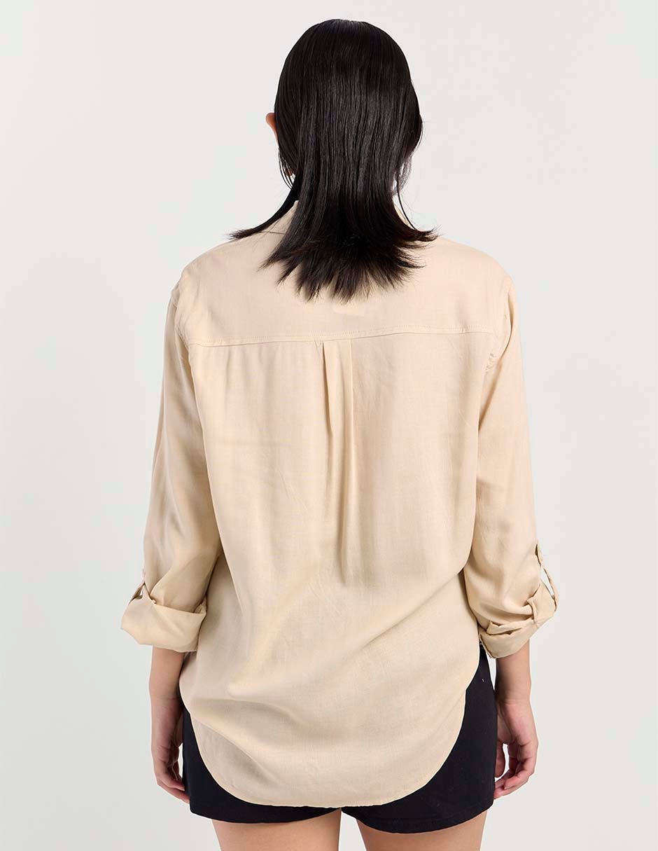 Blusa camisera Coffee Bean manga larga para mujer