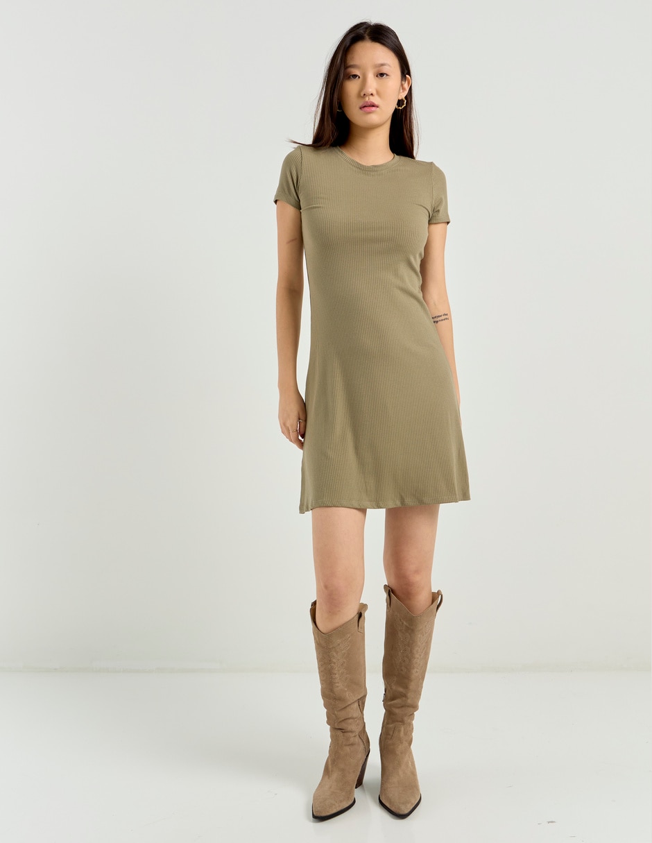 Vestido corto casual Coffee Bean para mujer