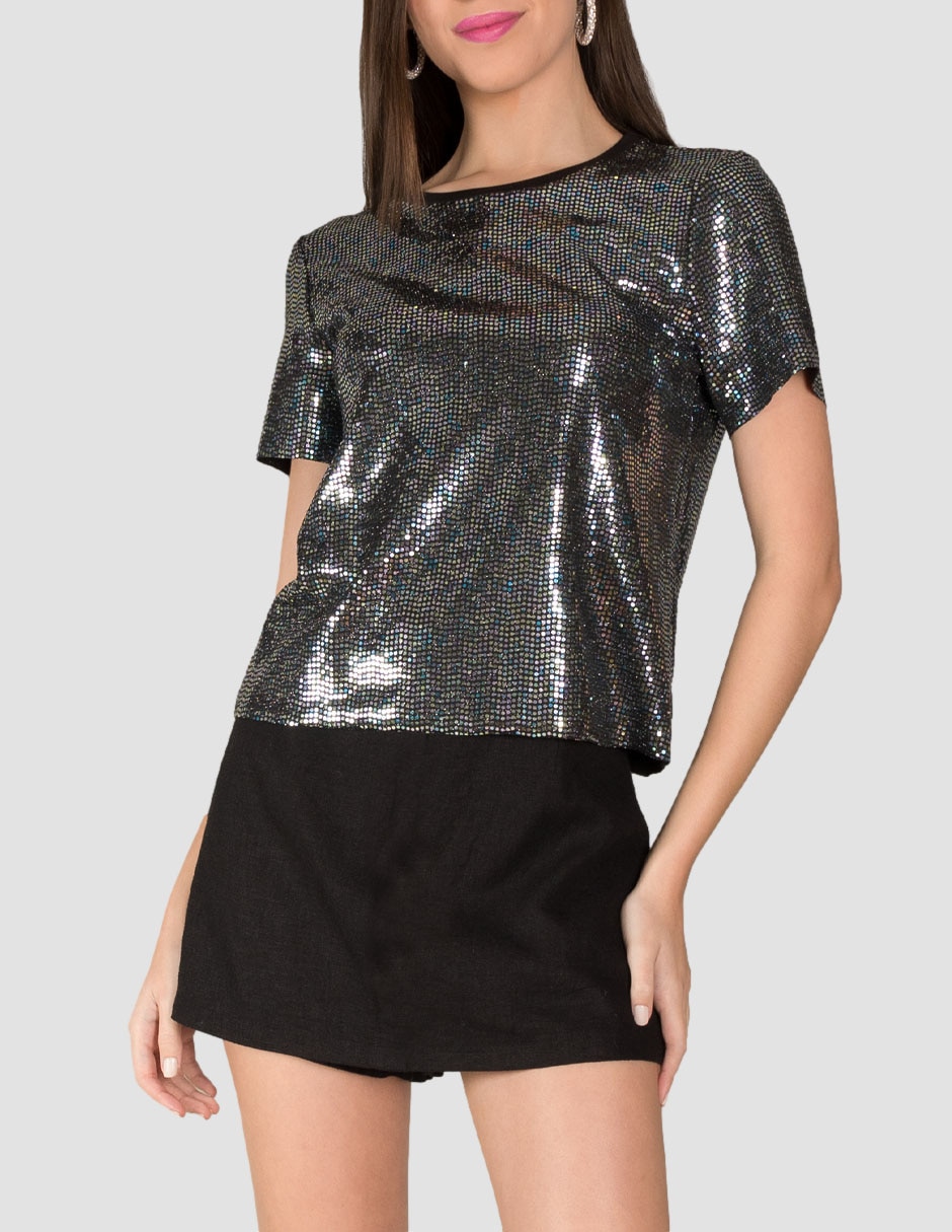 Playera manga corta cuello redondo para mujer