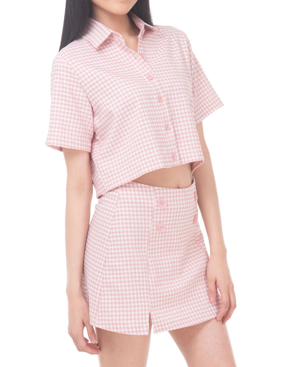 Blusa camisera manga corta para mujer 4