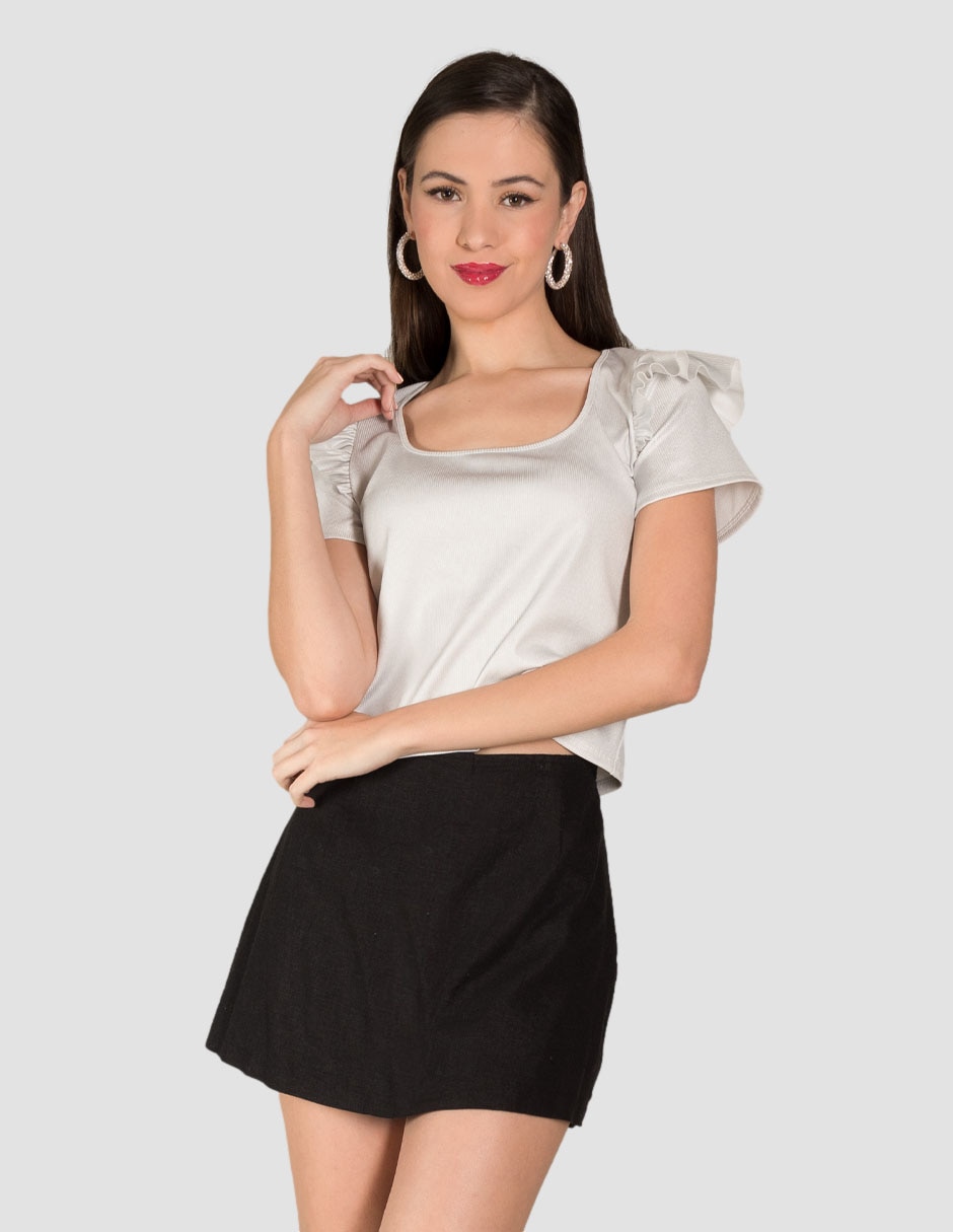 Playera manga corta cuello cuadrado para mujer