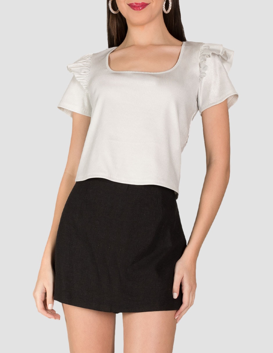 Playera manga corta cuello cuadrado para mujer 2