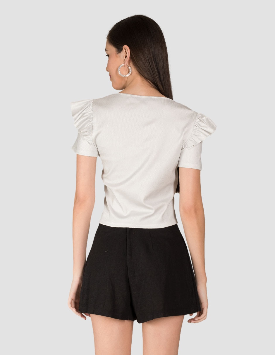 Playera manga corta cuello cuadrado para mujer 4