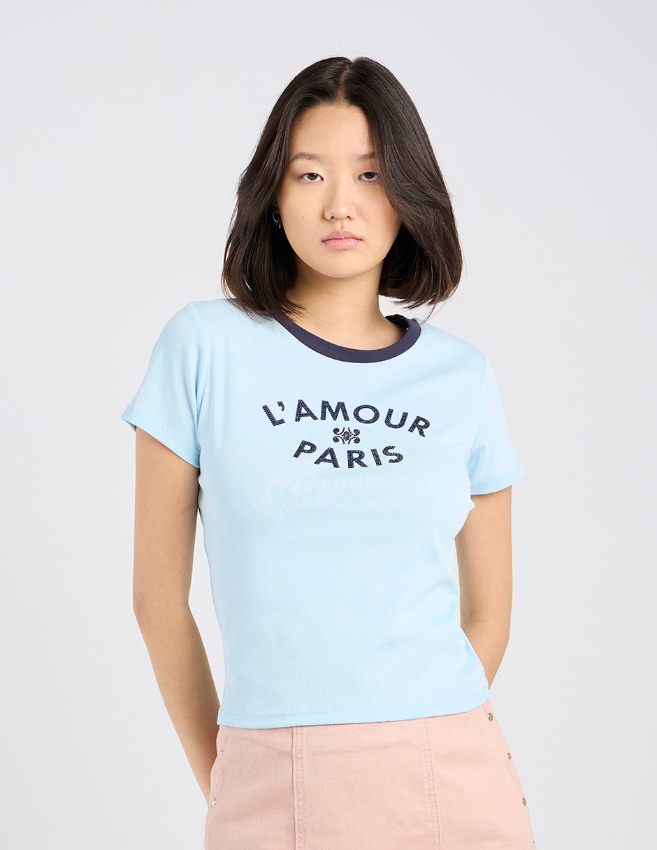 Playera manga corta cuello redondo para mujer 2