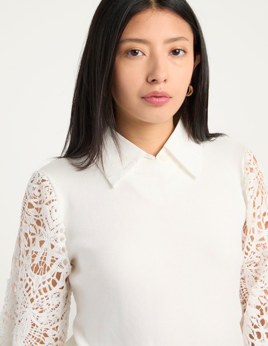 Suéter cuello camisero para mujer 4