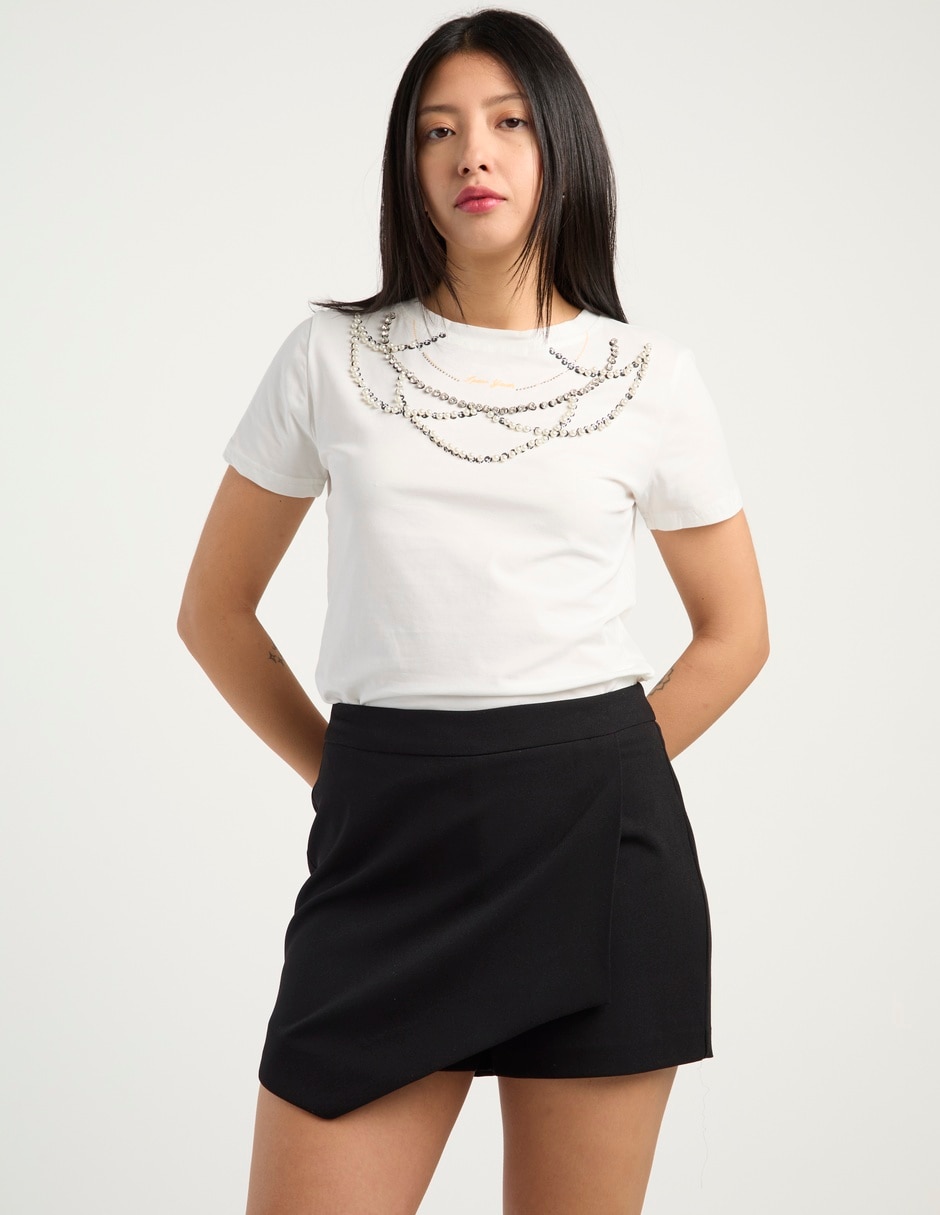 Playera manga corta cuello redondo para mujer