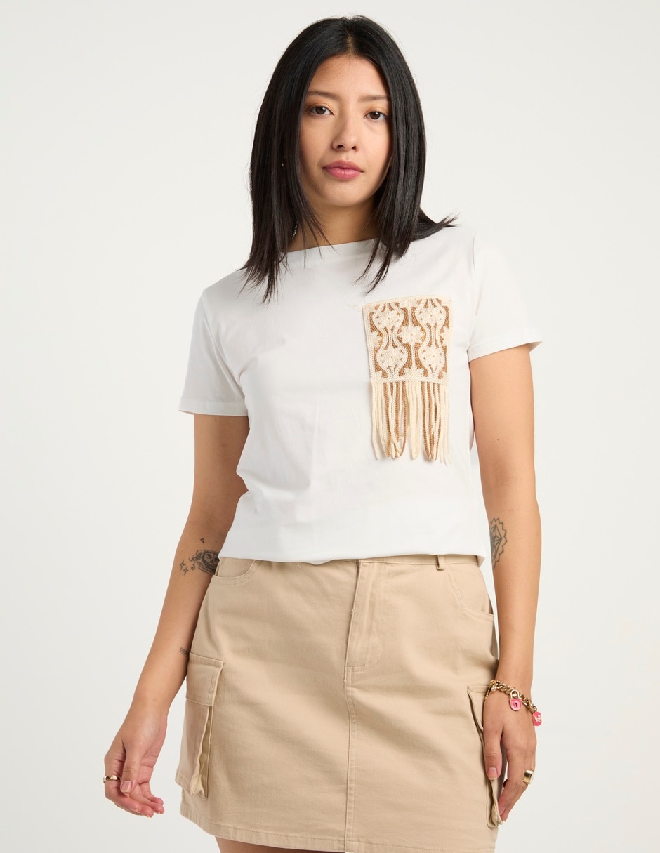 Playera manga corta cuello redondo para mujer