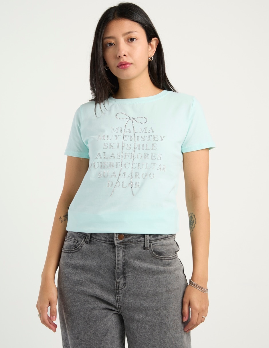 Playera manga corta cuello redondo para mujer