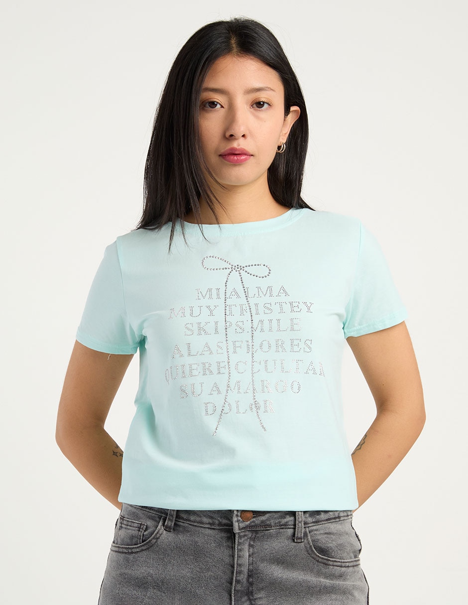 Playera manga corta cuello redondo para mujer 2