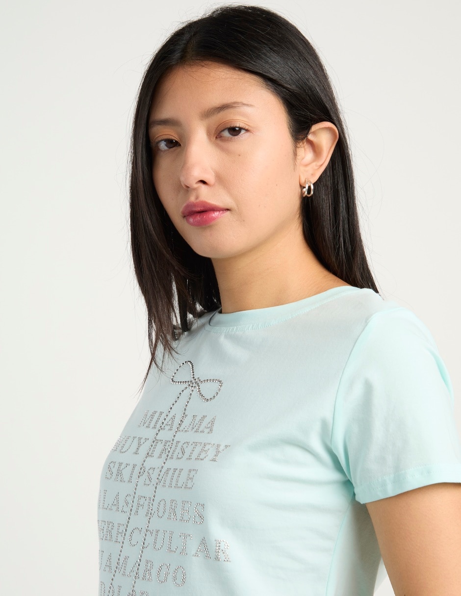 Playera manga corta cuello redondo para mujer 4