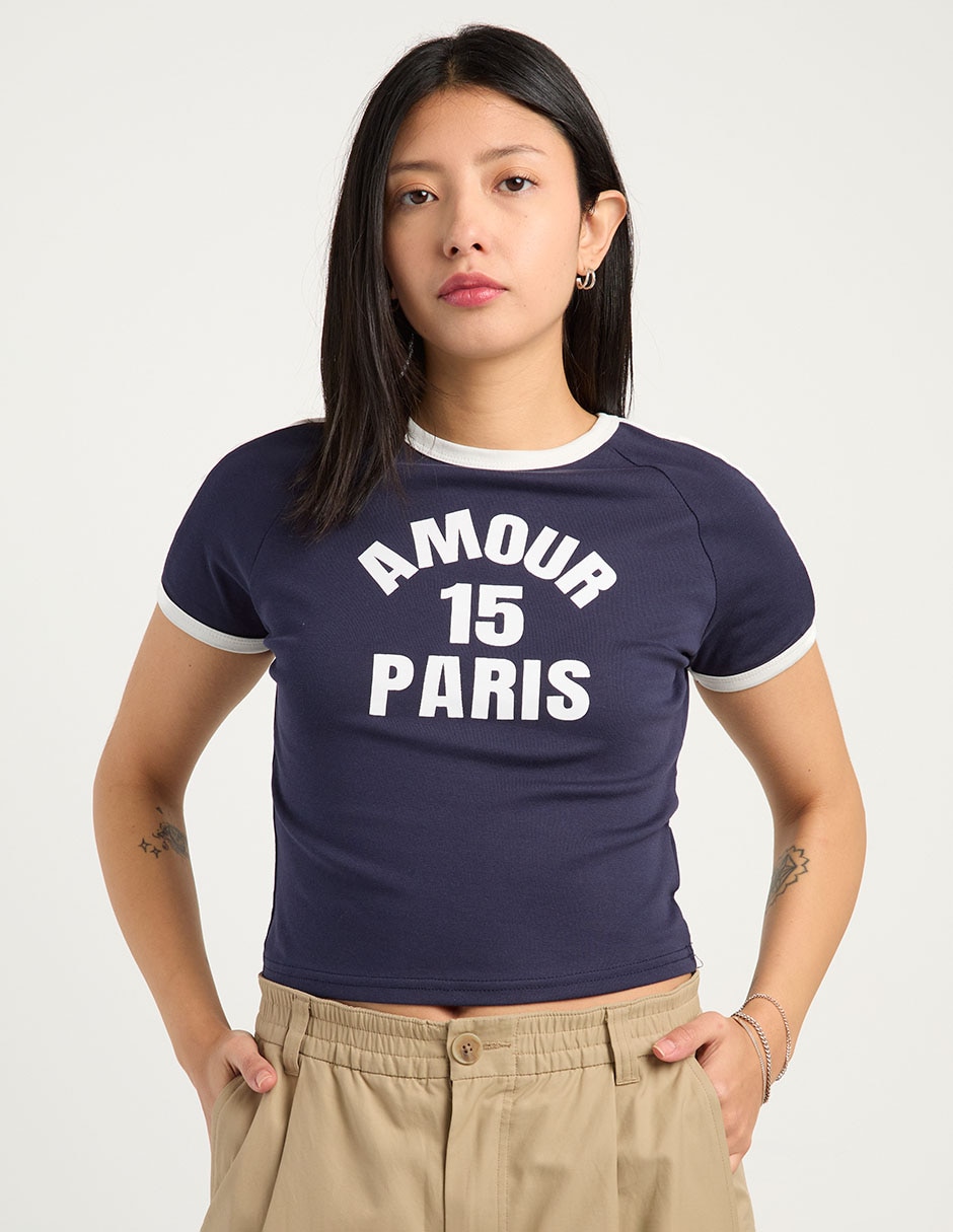 Playera manga corta cuello redondo para mujer 2