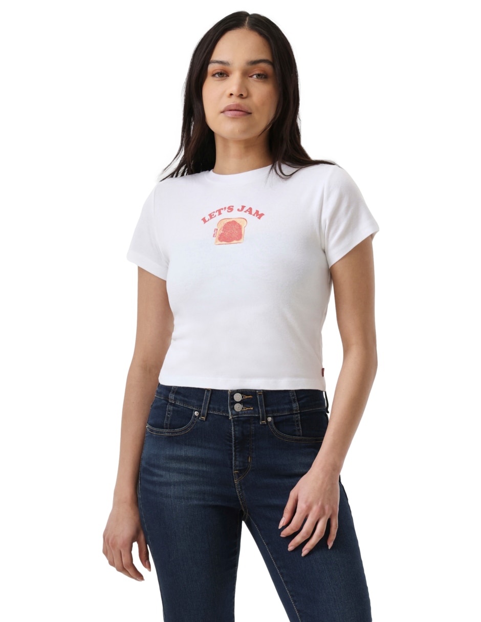 Playera manga corta cuello redondo para mujer