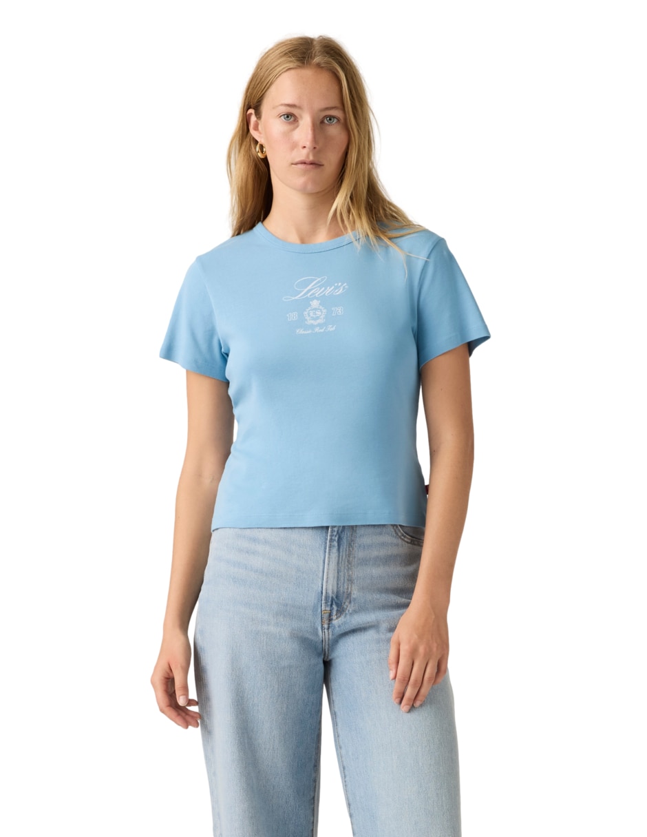 Playera manga corta cuello redondo para mujer