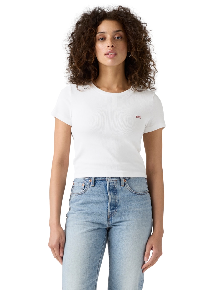 Playera manga corta cuello redondo para mujer