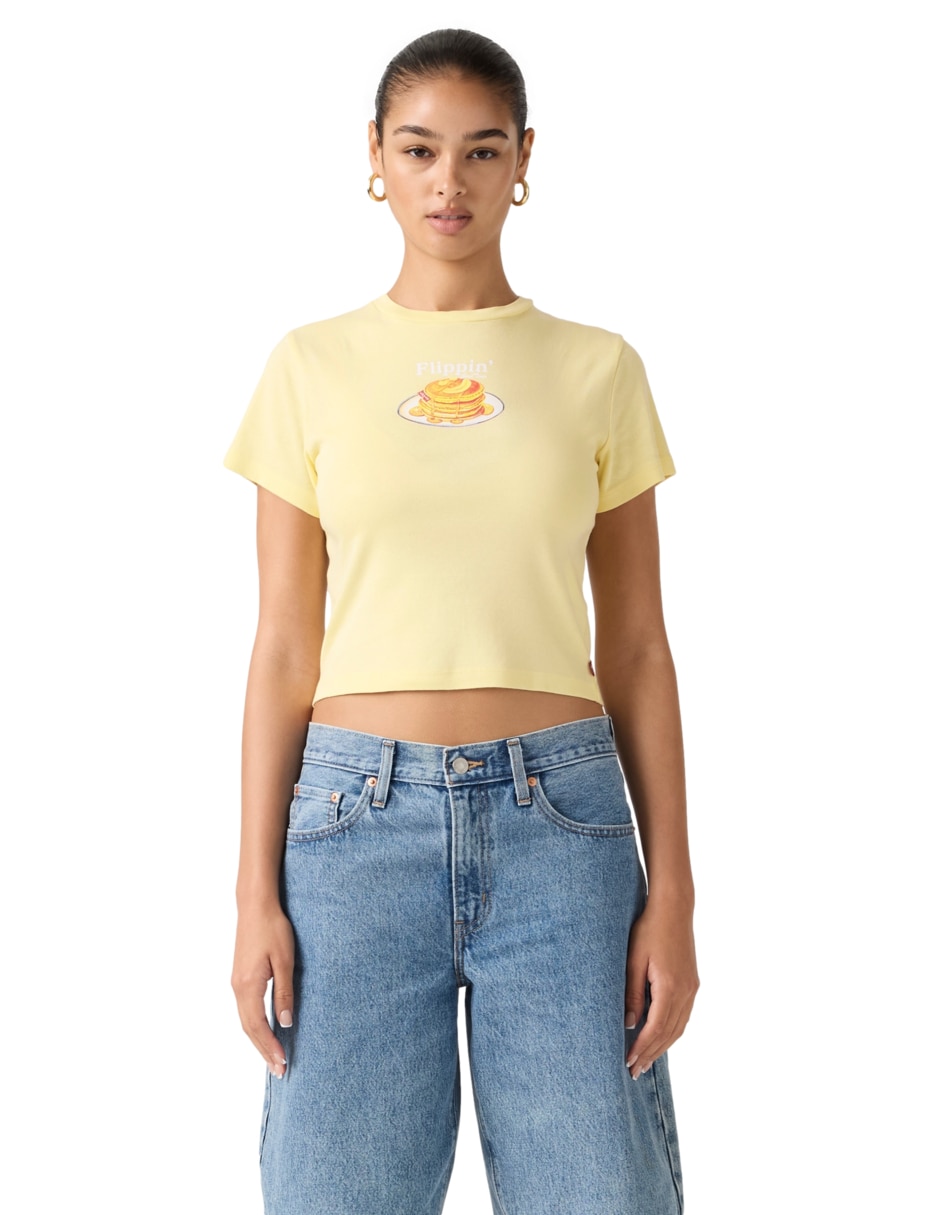 Playera manga corta cuello redondo para mujer