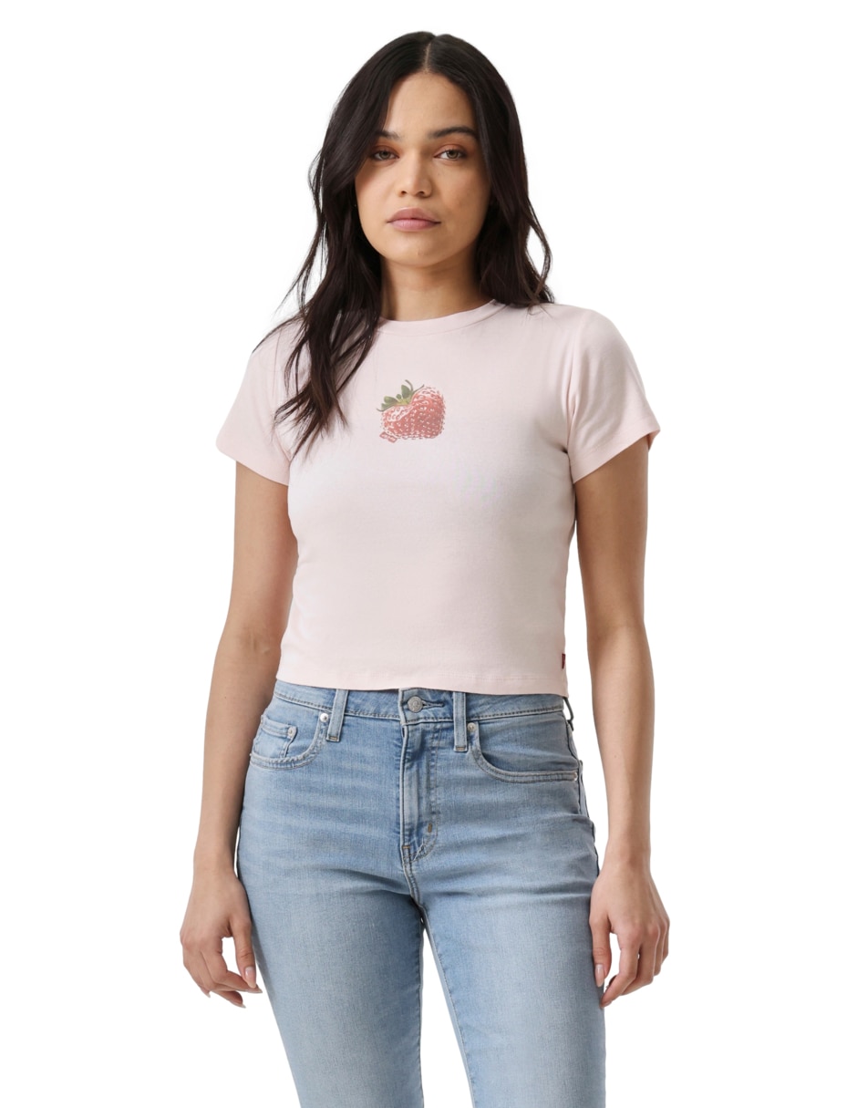 Playera manga corta cuello redondo para mujer