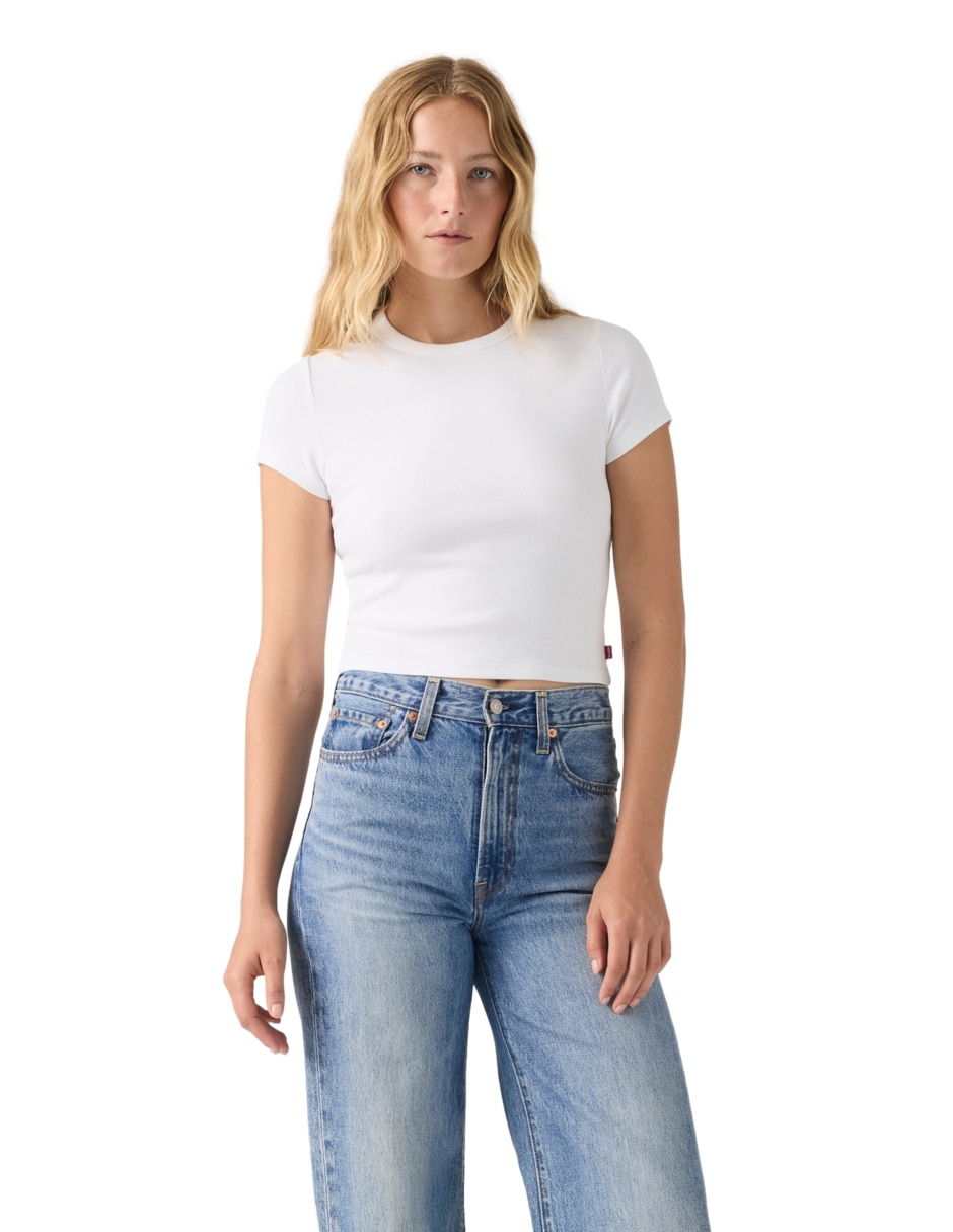 Playera manga corta cuello redondo para mujer