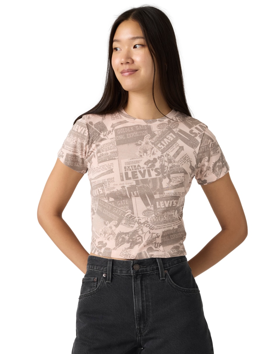 Playera manga corta cuello redondo para mujer