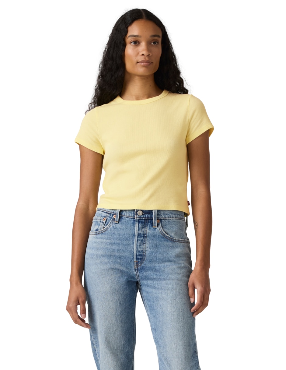 Playera manga corta cuello redondo para mujer