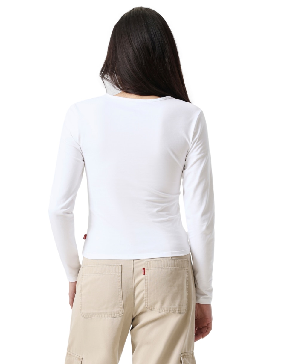 Playera manga larga cuello redondo para mujer 3