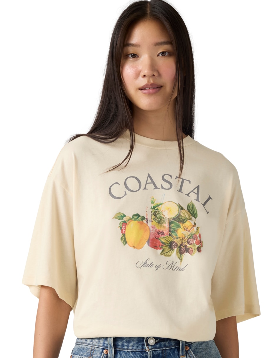 Playera manga corta cuello redondo para mujer