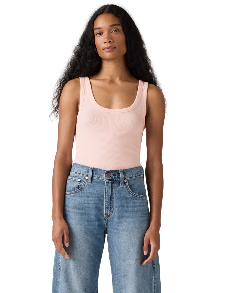 Playera sin manga cuello redondo para mujer