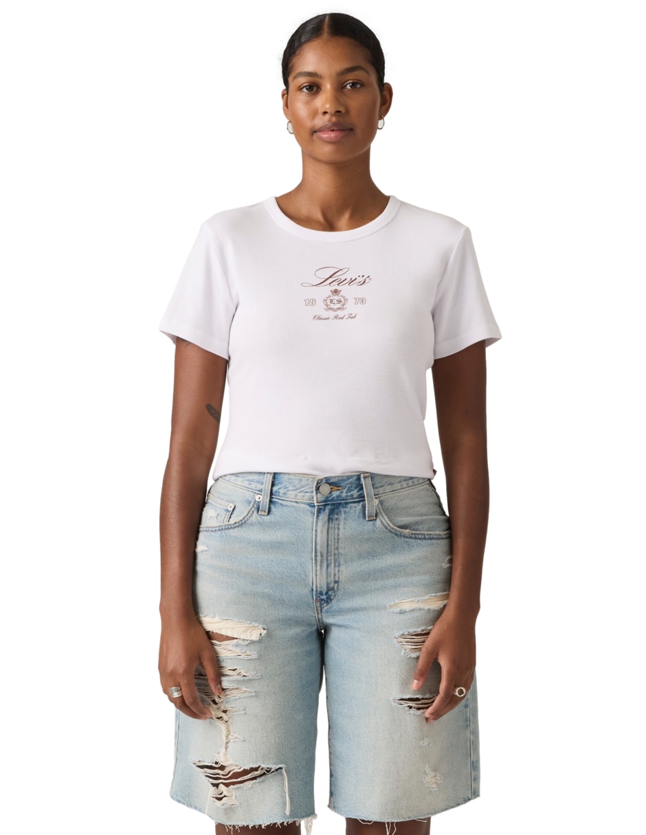 Playera manga corta cuello redondo para mujer