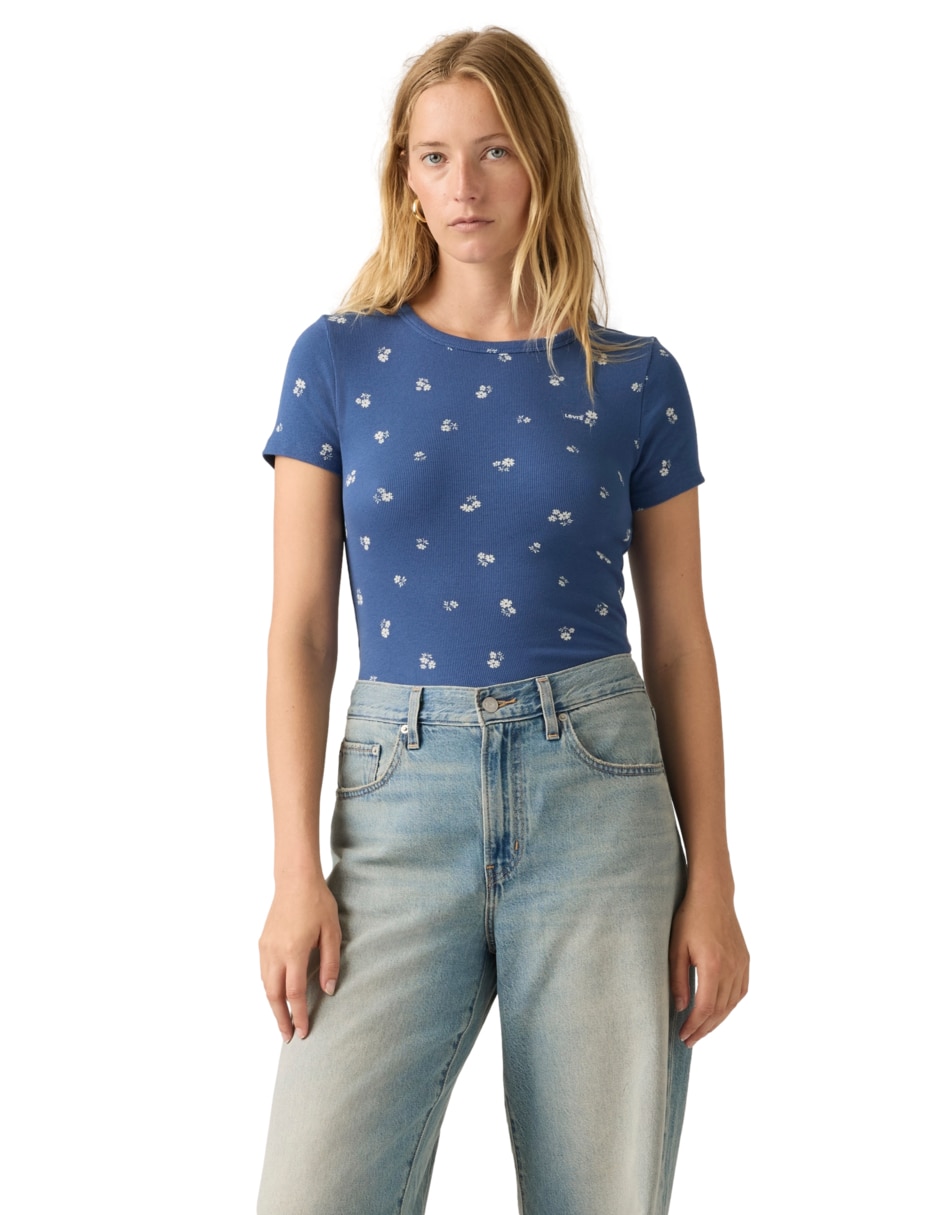 Playera manga corta cuello redondo para mujer