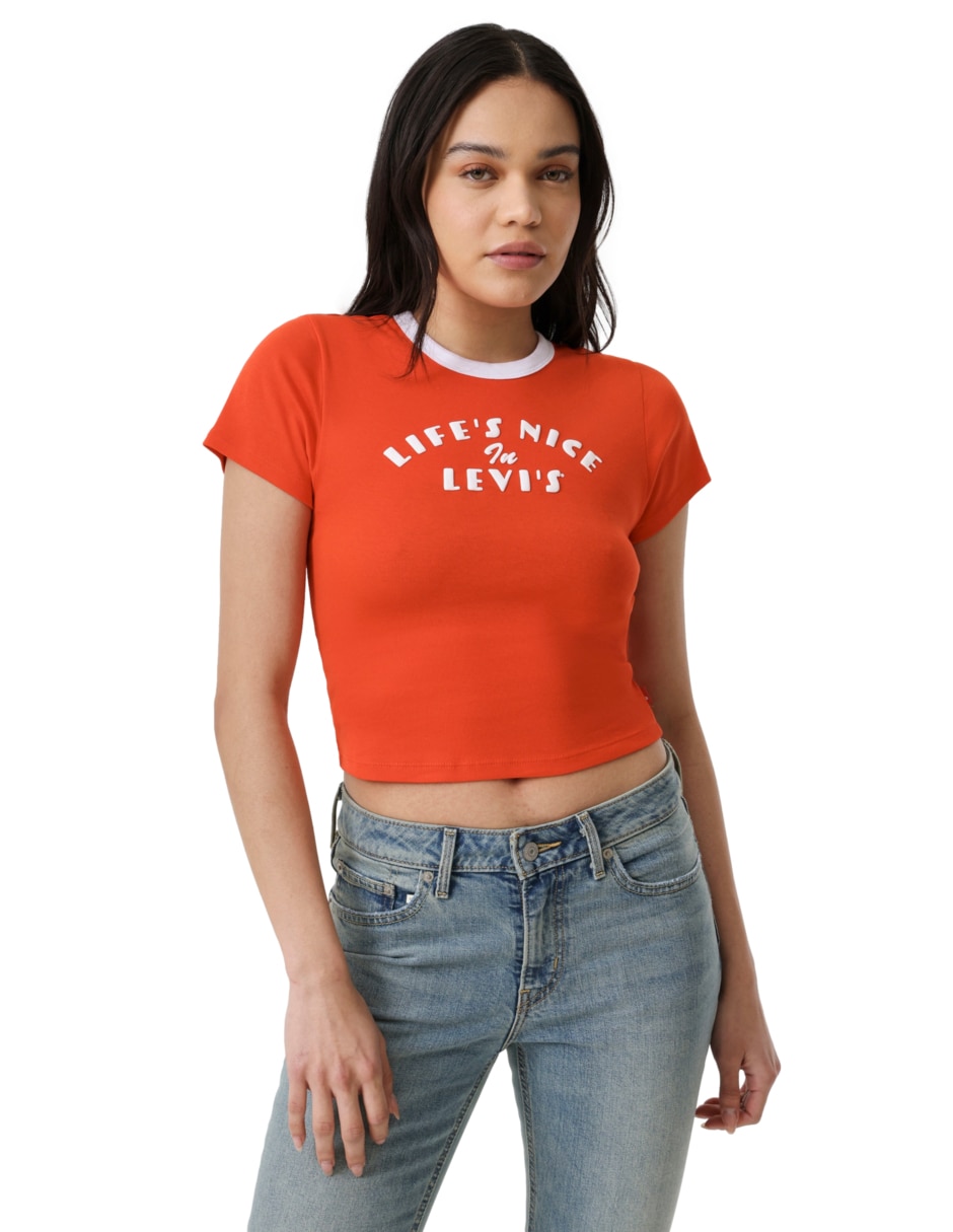 Playera manga corta cuello redondo para mujer 5