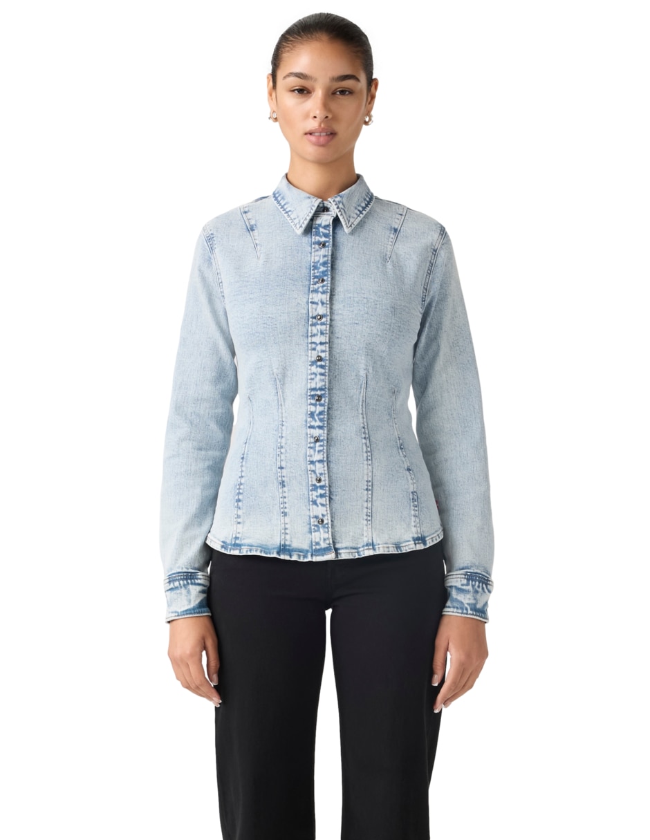 Blusa camisera manga larga para mujer