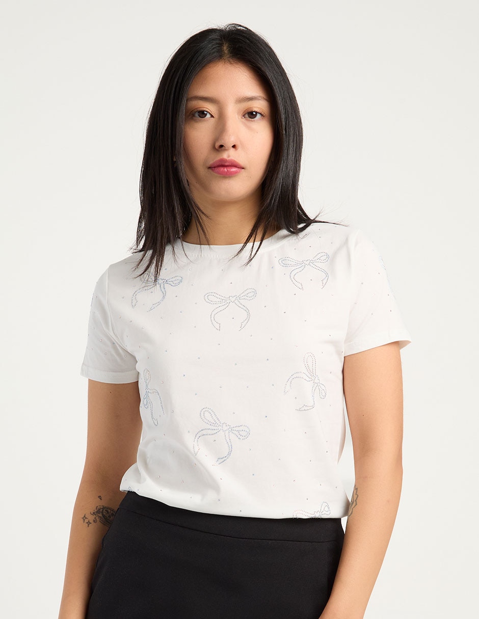 Playera manga corta cuello redondo para mujer
