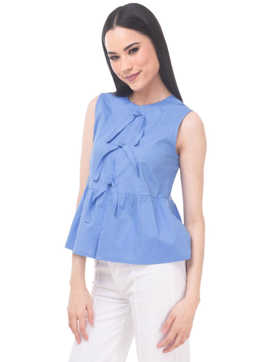 Blusa peplum sin manga para mujer