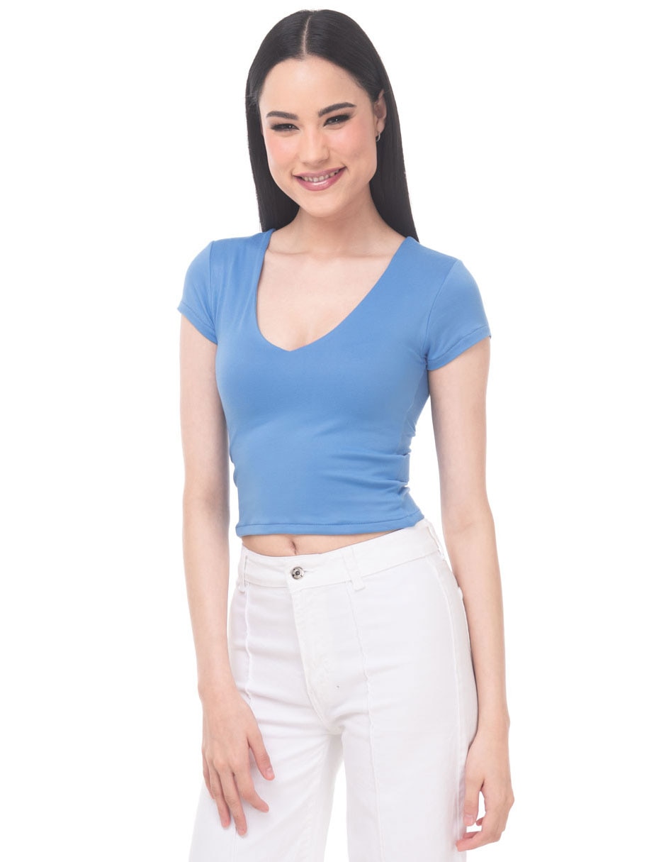 Top cuello V