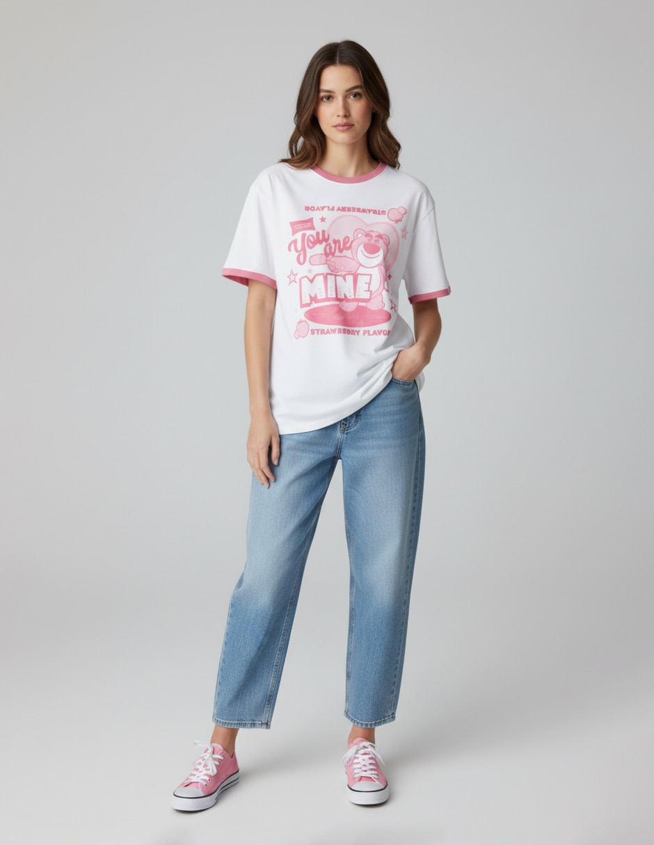 Playera manga al codo cuello redondo para mujer