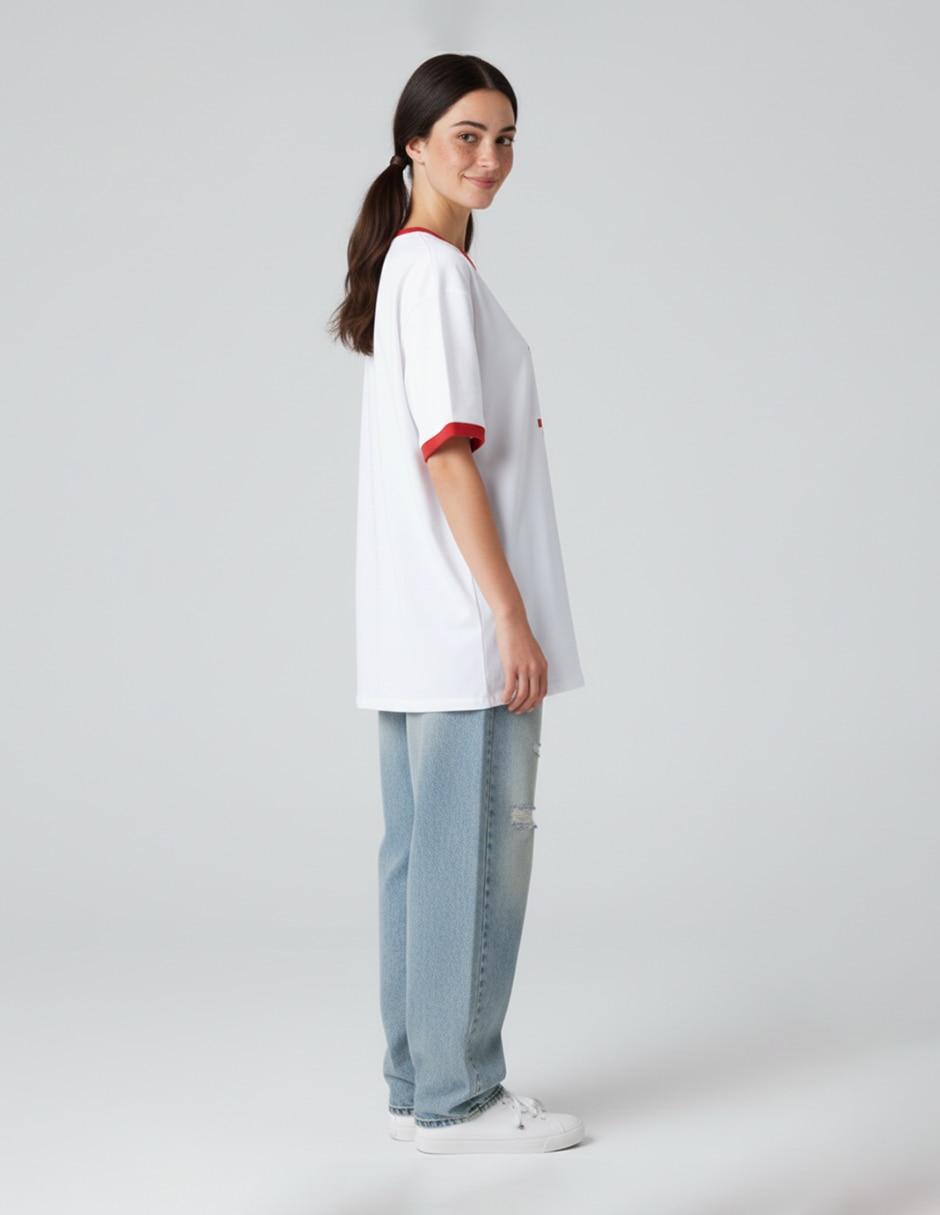 Playera manga al codo cuello redondo para mujer 4