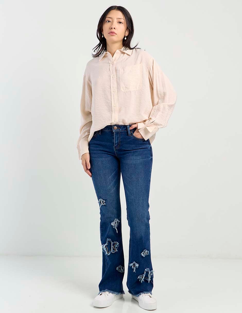Jeans relaxed flare para mujer 3
