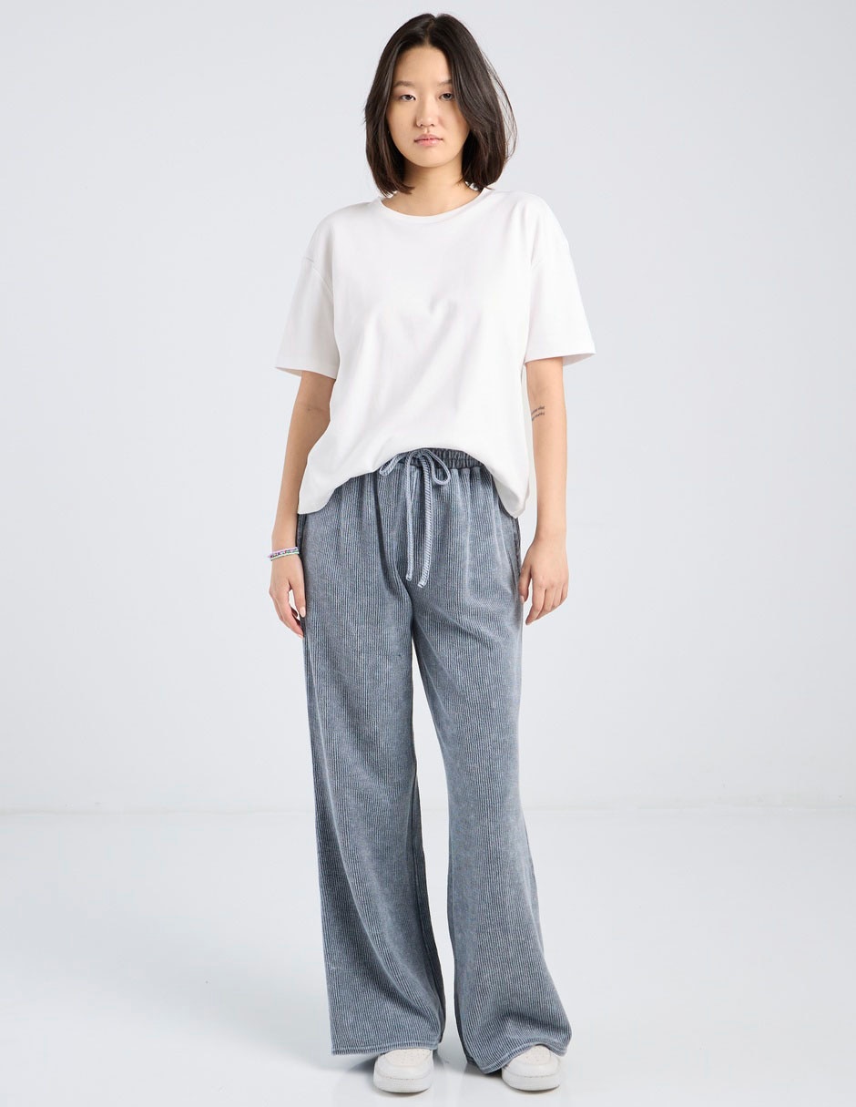 Pants wide leg Juniors con jareta para mujer